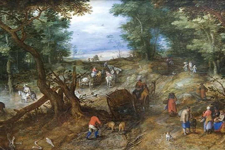 A Woodland Road with Travelers by Jan Breugel the Elder - Art Print - $21.99 - $196.99