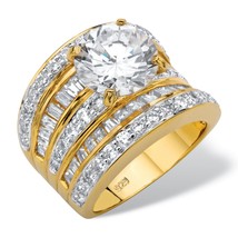PalmBeach Jewelry 7.15 TCW CZ Gold-Plated Sterling Silver Scoop Engagement Ring - £135.88 GBP