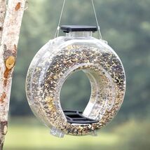 Bird House Feeder Clear Plastic Round Canteen Hopper-Style Hanging Seed ... - $12.99