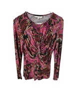 TRINA TURK SHIRT WOMENS Small Pullover Gathered Knot Long Sleeve - €9,33 EUR