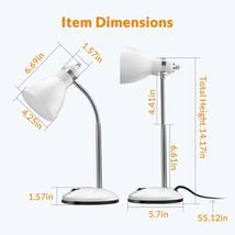 LEPOWER Metal Desk Lamp Adjustable Goose Neck Desktop - White  14" Tall - $36.60 CAD
