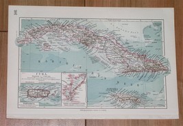 1912 ANTIQUE MAP OF CUBA WEST INDIES CARIBBEAN PUERTO RICO JAMAICA  - $26.53