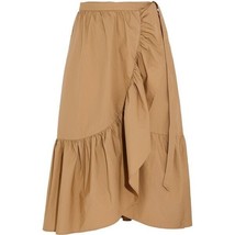 NWT  J.Crew Ruffle Wrap Skirt in Honey Brown Cotton Poplin 12 - £77.90 GBP