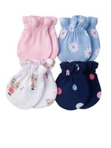 Gerber Baby Girl Mittens, Size 0-3M, Qty 4, Flower, Cat, Polka Dots - £6.99 GBP