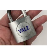 Vintage YALE Lock Padlock &amp; Key, Silver With Blue Letters - €20,45 EUR