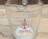 Vintage Anchor Hocking Glass 1-Cup Measuring Cup LARGE ANCHOR Red Lettering - $16.80