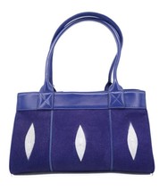 Genuine Stingray Skin Handbag / Shoulder Bag Women Blue - £202.15 GBP
