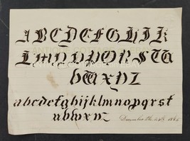 1865 antique ALPHABET original INK TYPOGRAPHY penmanship fraktur dated f... - £54.21 GBP