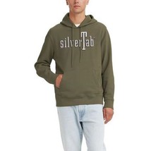 Levi&#39;s Silvertab Graphic Hoodie Mens S Olive Green Long Sleeve Logo NEW - $39.47