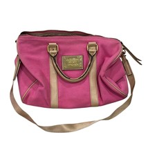 Victorias Secret Pink &amp; Beige Canvas/Leather Tote Bag With Dual Handles ... - £15.25 GBP