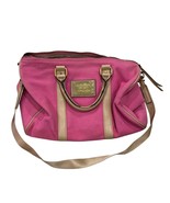 Victorias Secret Pink &amp; Beige Canvas/Leather Tote Bag With Dual Handles ... - $26.31 CAD