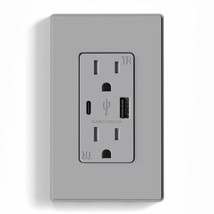 Elegrp Usb Charger Wall Outlet, Usb Receptacle With Usb A &amp; Usb C, Matte... - $615.28 MXN