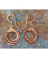 Handmade copper earrings: hammered spirals - £19.98 GBP