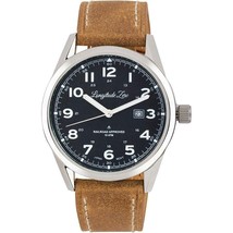Longitude Zero RAILROAD APPROVED Stainless Steel Watch Brown Leather - £152.71 GBP
