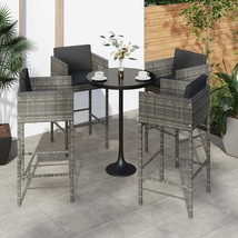  Bar Stool Set of 4 Grey Poly Rattan - $10,599.98 MXN