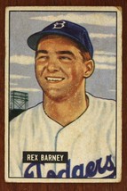 Vintage Baseball Card 1951 Bowman #153 Rex Barney Pitcher Brooklyn Dodgers - £4.83 GBP