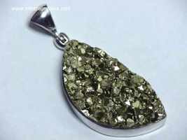 Pyrite Crystal Pendant, Fools Gold Jewelry, Gold Pyrite in Sterling Silver - $155.00