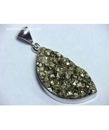 Pyrite Crystal Pendant, Fools Gold Jewelry, Gold Pyrite in Sterling Silver - $2,951.12 MXN