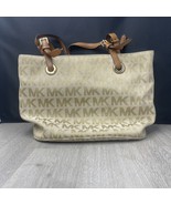 Michael Kors Jet Set Signature Jacquard Tan Canvas Tote Luggage Handbag SH - $55.61 CAD
