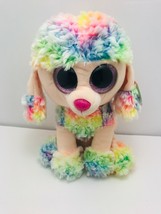 Ty Beanie Boos 9&quot; RAINBOW Poodle Dog Plush Stuffed Animal Toy MWMTs Hear... - £9.71 GBP