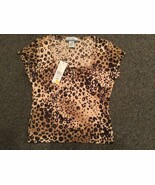 Nine &amp; Company Petite Leopard Print Short Sleeve Shirt, Size PM, NWT - €9,69 EUR