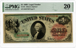 FR.18 1869 $1 Legal Tender PMG VF20 - $1,273.13
