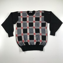 Vintage Lyle &amp; Scott Sweater Mens Small Black Red Gray Plaid New Wool - £43.82 GBP
