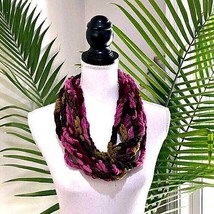 Women&#39;s Braided Multi Strand Knit Scarf Neck Warmer Pink Maroon Brown Ta... - $8.69