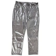 NWT Abercrombie &amp; Fitch 90s Straight Curve Love Silver Vegan Leather Jea... - $43.66