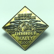 Harley Davidson Motorcyle Pinback Pin Vintage Badge Thunder Rally Pueblo Brass - £10.89 GBP