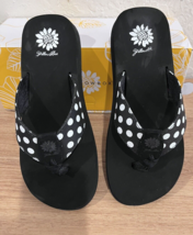 Yellow Box Flip Flops Black with White Polka Dots Women&#39;s Size 7.5 - £16.89 GBP