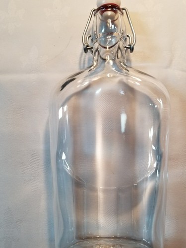 Vintage ~ Clear Glass Flask w/Sealed Cork ~ Snapping Cork Mechanism ~ 5" x 10" Item image 2