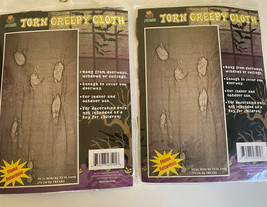 lot of 2 Halloween Torn Scary Creepy Cloth Curtain Panel drape tableclot... - £7.76 GBP