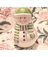 Snowman Cookie Jar 2011. 10.5 inch. Christmas Holiday Ceramic Some Crazing  - $365.29 MXN