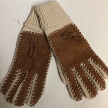 Women’s Dressy Gloves Knit &amp; Suede Leather Tassel Trim Gloves  NEW - £7.42 GBP