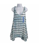 Seven7 Womens Sharkbite Tank Top Blue Black Striped V Neck Stretch Plus ... - $16.80