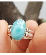 LARIMAR-CONCH gemstones 925 sterling silver reversible ring size 7 wg-3 - $69.14 CAD