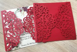 50pcs Red Baby Shower Invitations cards,Laser Cut Wedding invitations cards - £39.97 GBP