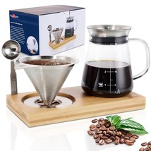 Pour Over Coffee Maker Set With Extra Large Coffee Dripper, 28 Oz Glass Carafe,  - £51.40 GBP