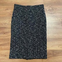 Ann Taylor Black White Speckled Stretch Pull On Pencil Skirt Womens Size 6 - £18.92 GBP