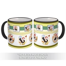 Patchwork Chicken : Gift Mug Cock Chicks Patterned Stripes Sewed Easter Holiday  - £12.57 GBP