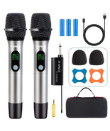 Wireless Microphone System - Dual UHF Metal Handheld Mics for Karaoke, W... - £69.59 GBP