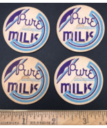 Lot of Four (4) Vintage Pure Milk Dairy Bottle Cap Lid 1 5/8&quot; Diameter M... - £10.88 GBP