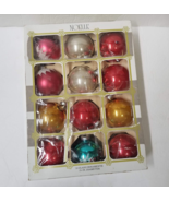 12 NOELLE Glass Ornaments Glitter Gold Red Blue Vintage Christmas Ball O... - £16.51 GBP