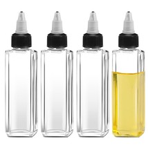 4 Pcs Oil Squeeze Bottle With Twist Top Caps 3.4 Oz Oil Dispenser Plastic Liquid - £11.18 GBP