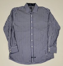 Men&#39;s English Laundry by Christopher Wicks Blue Striped Button Up Shirt ... - £19.02 GBP