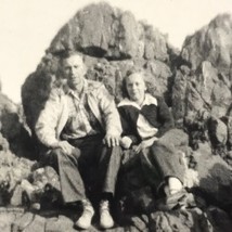 California Big Rock By The Ocean Photograph Old Original Photo BW Vintage - $15.95