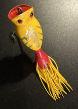 Vintage Hula Popper Topwater Yellow Bass Fishing Lure Fred Arbogast Rare - £14.70 GBP