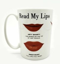 Kate Spade Lenox Coffee Mug Read My Lips Snap Happy White Red Black - £12.76 GBP