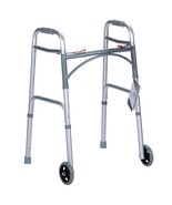 Dynarex 2-Button Folding Walker with Wheels, Lightweight, Adjustable, 35... - $851.87 MXN+